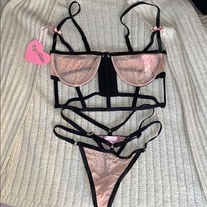 Sugar Thrillz Rhinestone Caged Bra & Thong Set